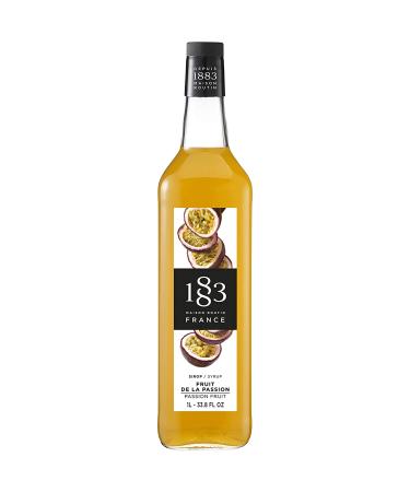 1883 Maison Routin Premium Passion Fruit Syrup for Cocktails Passion Fruit Martinis Mocktails Smoothies Iced Coffee Glass 1L Passion Fruit 1 l (Pack of 1)