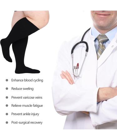 Buy Oversize Compression Stockings 20-30 mmHg - Wide Calf & Unisex Prevent Swelling Edema DVT Pain Relief - Black 4-7XL - Buy Online on GoSupps.com