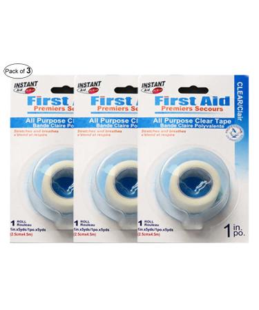 Instant Aid- First Aid All Purpose Clear Tape (1 Roll) (Pack of 3) by Purest