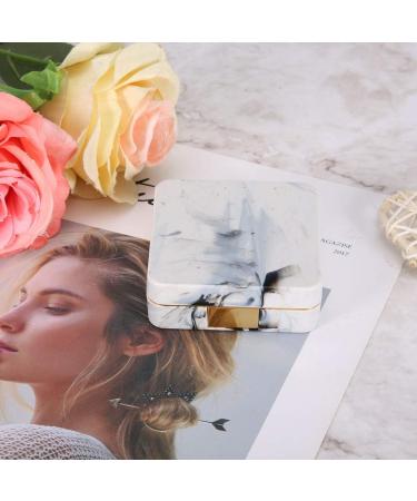 Portable Marble Surface Mirror Square Contact Lens Case - Gold | International Shipping Available - Buy Online on GoSupps.com