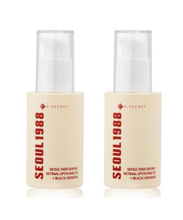 K-SECRET SEOUL 1988 Retinal Serum: Retinol Serum for Face Anti Aging Wrinkle Care - 2% Retinal Liposome Black Ginseng Niacinamide Bakuchiol Vitamin C & 3 Peptides - Korean Skincare 30mL 2Pcs