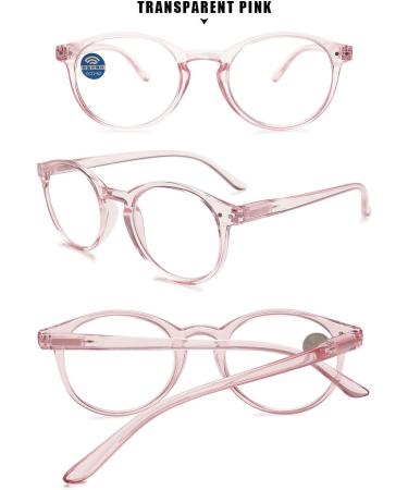 MAGIMODAC Women Computer Reading Glasses - Oval Design Light Filter Visual Aid 1.25 Diopters Transparent Pink - Ideal for Reading & Screen Use - Buy Online on GoSupps.com