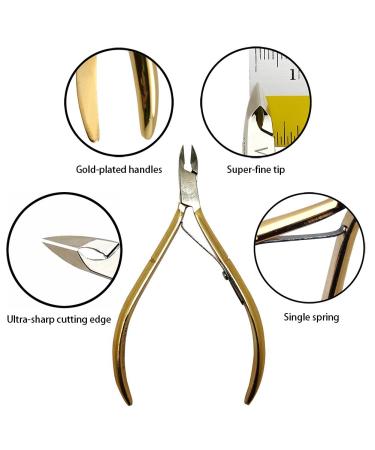 Rui Smiths Professional Gold-Plated Cuticle Nippers - French Handle, 6mm Full Jaw, Carbon Steel - Buy Online on GoSupps.com