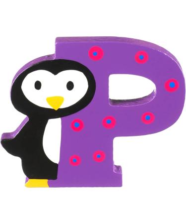 Orange Tree Toys Wooden Letter P - Penguin Theme Alphabet Animal Letter for Personalized Baby Name Toy Box, Door, Wall Decor - Nursery Decor for Boys and Girls - Buy Online on GoSupps.com