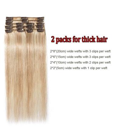 Premium Clip In Extensions - Real Remy Hair 8 Wefts 18 Clips 45cm 70g - Light Ash Blonde (#18/613) - International Shipping Available - Buy Online on GoSupps.com