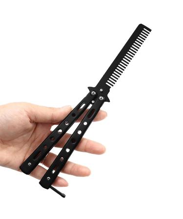 Buy Butterfly Comb - Stainless Steel Foldable Hair Styling Accessory | Barber Ridge Training Comb (Black) - Buy Online on GoSupps.com