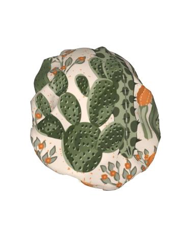 Green Cactus Printed Shower Cap - Waterproof & Adjustable Bath Cap for All Hair Types - Buy Online on GoSupps.com