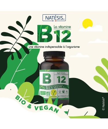 Organic & Vegan Vitamin B12 - Methylcobalamin & Adenosylcobalamin - 1000MCG - Immunity - Fatigue Reduction - 90 Concentrated Tablets - NATESIS - Buy Online on GoSupps.com