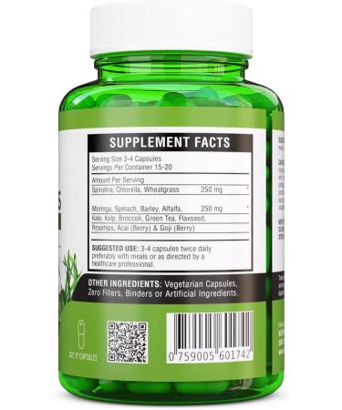 NutreeVit SuperGreens - Spirulina Chlorella Wheatgrass + More - Nutrient-Packed Green Blend 60 Count (Pack of 1) - Buy Online on GoSupps.com