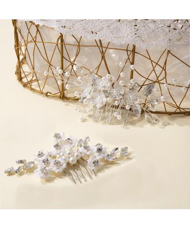 Housoutil Bridal Comb Wedding Hair Comb Hair Accessories for Girls Flower Hair Clip Wedding Ceremony Decorations Tiara White Pearl Bride Flower Head Color-preserving Copper Wire - Buy Online on GoSupps.com