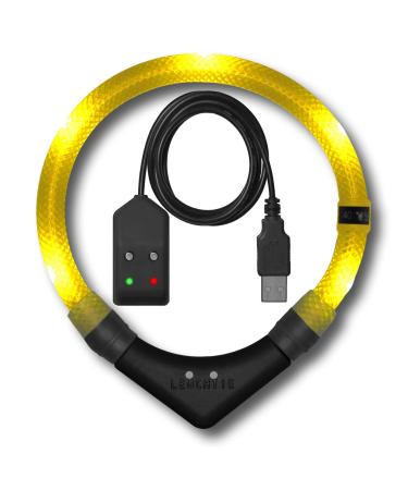 Leuchtie light neck band easy batch for dogs USB charging waterproof LED collar extremely bright 25h luminous small medium and large dogs sun yellow size 60 60 sun yellow