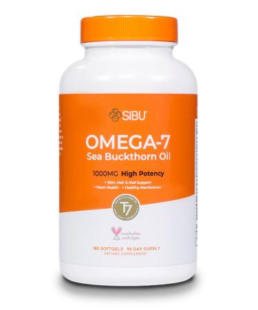 SIBU Omega-7 Softgels, Pure Organic Himalayan Sea Buckthorn, Max Potency, 180ct 180 Count (Pack of 1)