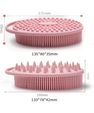 2 in 1 Exfoliating Body Scrubber: Silicone Shower Massager Brush with Premium Loofah Head - Skin, Scalp, and Hair Exfoliation in Shower - Buy Online on GoSupps.com