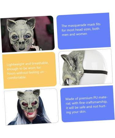 Homsfou Halloween Mask - Cat Skull Half Face Costume with Ears | 3D PU Party Props for Cosplay - Buy Online on GoSupps.com
