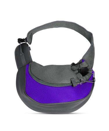 Petemoo portable pet dog cats puppy shoulder bag travel carrier shoulder bag breathable mesh transport bag s (up to 2.5 kg) purple)