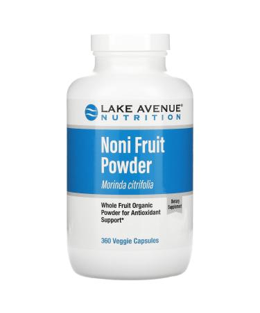 Noni Fruit Powder, Organic Whole Fruit Powder, 360 Veggie Capsules, Lake Avenue Nutrition