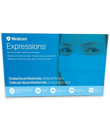 Medicom Expressions Disposable Face Masks - ASTM Level 3 Surgical Masks - 3 Layer Medical Masks - Box of 50 - Made in Canada - Blue Adult Face Masks for International Shipping - Buy Online on GoSupps.com