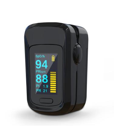 Pulse Oximeter for Finger Oxygen Measuring Device Fingertip Oximeter Measures Oxygen Saturation SpO2 Pulse Frequency Oximeter with OLED Display and Alarm Function(Black)