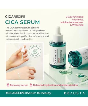  BEAUSTA Cicarecipe SERUM 30 ml. - for Hydration and Soothing Sensitive Skin - Buy Online on GoSupps.com