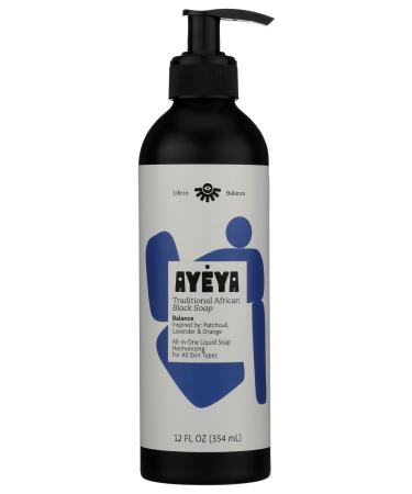AY YA Liquid African Black Soap Balance | Patchouli Lavender & Orange for Combination Skin | Harmonizing Vegan Face & Body Wash | Natural African Soap with Shea | Handmade in Ghana | 12 Fl Oz Patchouli Lavender and Orange