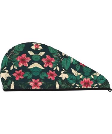 Flower Leaf Coral Velvet Dry Hair Cap with Buttons Ideal for Curly Long & Thick Hair - Anti-Frizz Solution - Buy Online on GoSupps.com