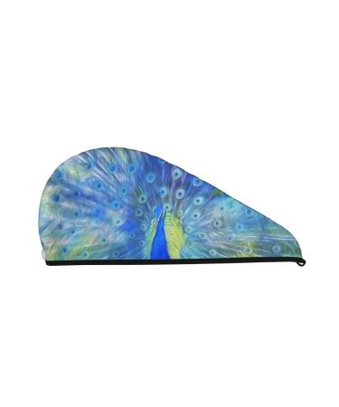 Peacock Microfiber Hair Towel Soft Super Absorbent Hair Towel Wrap for Women Coral Velvet Quick Dry Hair Cap for Long Curly and Thick Hair