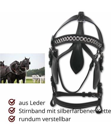 AMKA Driving Bridle for Warmbloods - Harness Head Frame with Blinkers & Chain Browband | International Shipping Available - Buy Online on GoSupps.com