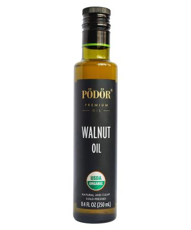 PDR Premium Organic Walnut Oil - 8.4 fl. Oz. - Cold-Pressed, 100% Natural, Unrefined and Unfiltered, Vegan, Gluten-Free, Non-GMO in Glass Bottle 8.4 Fl Oz (Pack of 1)