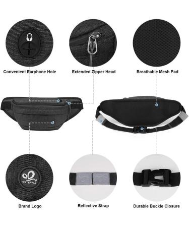 WATERFLY Fanny Pack for Men Women Water Resistant Large Hiking Waist Bag Pack Carrying All Phones for Running Walking Traveling Large Black - Buy Online on GoSupps.com