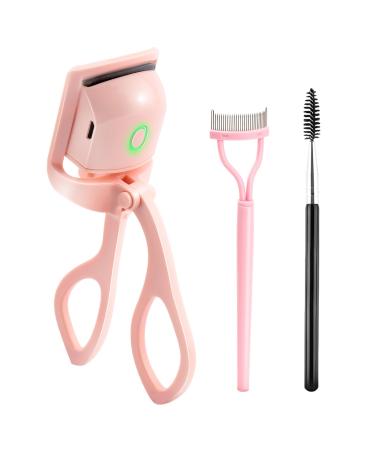 Heated Eyelash Curlers Eyelash Curlers with Separator Tool and Brush 2 Modes Heated Quickly for Stunning Lashes in Minutes Easy to Curl Natural and Lasting Eyelashes (Pink)