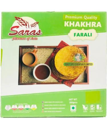 Saras Farali Khakhra - 200g (Pack of 2) - Nutritious and Crunchy Fasting Snack | Gluten-Free | Made with Premium Ingredients | Perfect for Vrat Navratri and Fasting Days - Buy Online on GoSupps.com