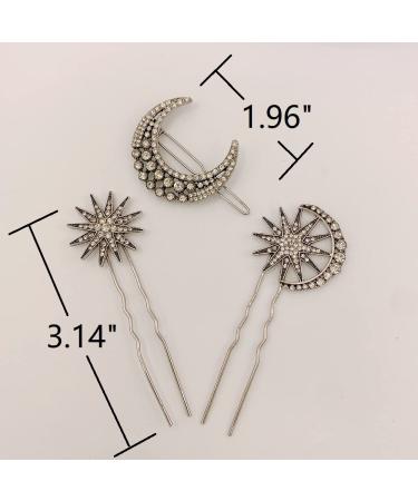 6PCS Metal Hair Forks - Moon & Star Rhinestone Hair Sticks for Women | Hair Accessories for Thin Thick Hair - Buy Online on GoSupps.com