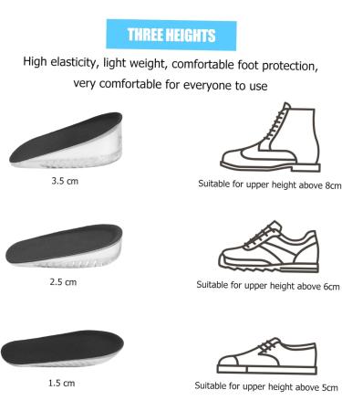 FOMIYES Height Increasing Insoles - Shock-Absorbing Heel Lift Pads for Extra Height | 3 Pairs Black 12x6.5CM - Buy Online on GoSupps.com