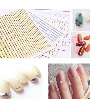 3 Sheet Stripe Gold Curve 3D Adhesive Nail Art Striping Tape Lines-Striping Tape for Nail Art-Nail Striping Tape Foil-Nail Striping Tape Thick-Nail Striping Tape with Dispenser-Self-Adhesive DIY Nail Art Tape 2 - Buy Online on GoSupps.com