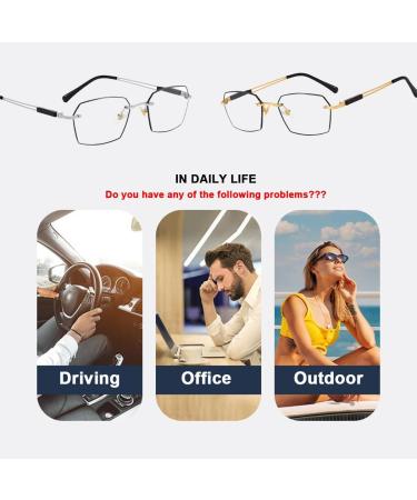 Buy Fashion Polygon Metal Reading Glasses for Men - Photochromic Blue Light Blocking & Anti-UV Sunglasses (Gold Size 2.0x) | International Shipping Available - Buy Online on GoSupps.com