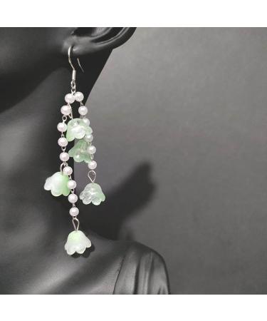 Feyley Earrings | Elegant Flower Shape Pearl Drop Earrings for Women | Stylish Purple Green White Jewelry - Buy Online on GoSupps.com