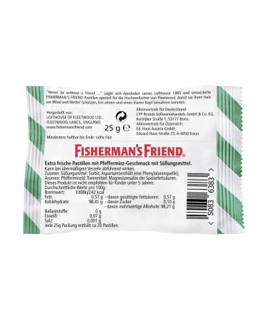 Fisherman's Friend Mint - Exclusive 8 Box Sugar-Free & Vegan Candies for Fresh Breath | Peppermint & Menthol Taste - 8x25g - Buy Online on GoSupps.com