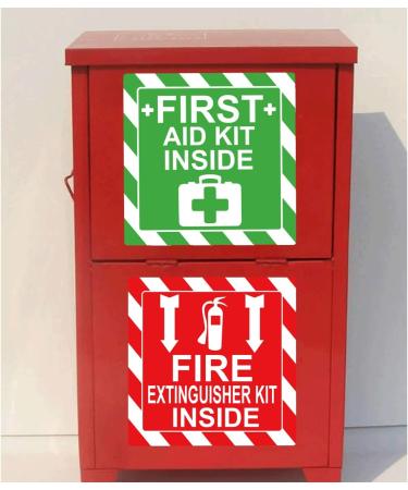 First Aid Kit and Fire Extinguisher Inside Stickers 4 Inch - Set of 8 UV Resistant Safety Decals for Trucks and Equipment - Buy Online on GoSupps.com