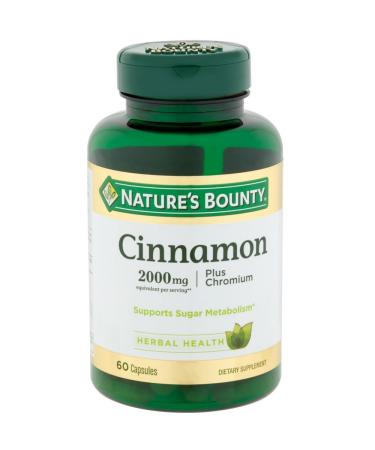 Nature's Bounty Cinnamon 2000mg Plus Chromium, Dietary Supplement Capsules 60 ea (Pack of 2)