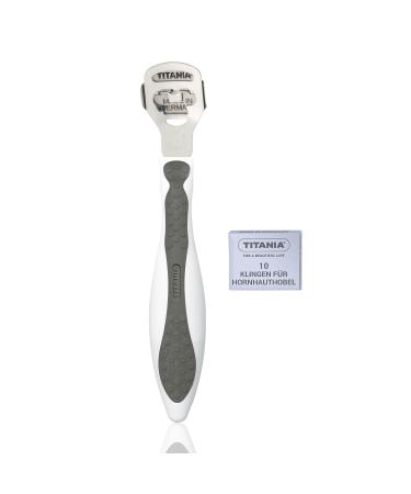 Titania Hornhaut Hobel with 10 replacement blades Horn skin remover made of stainless stainless steel Quality corneal cutter Made in Germany Corneal hobel 1 piece (1 Pack)