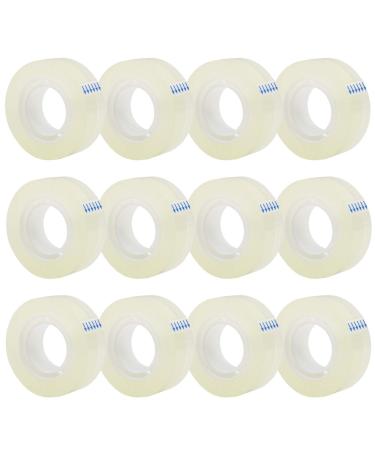 OWLKELA 12 Rolls Transparent Tape Refills, Clear Tape, All-Purpose Transparent Glossy Tape for Office, Home, School