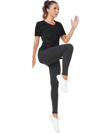 Deaviya Women's Sport T-Shirt - V-Neck Fitness Shirt for Gym Yoga & Workout - Black & Gray XL - Buy Online on GoSupps.com