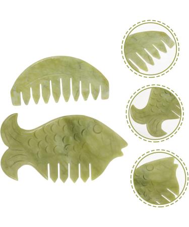 Frcolor 2-Pack Gua Sha Jade Head Massager Combs - Portable Scalp Massage Tools for Relaxation & Hair Care - Buy Online on GoSupps.com