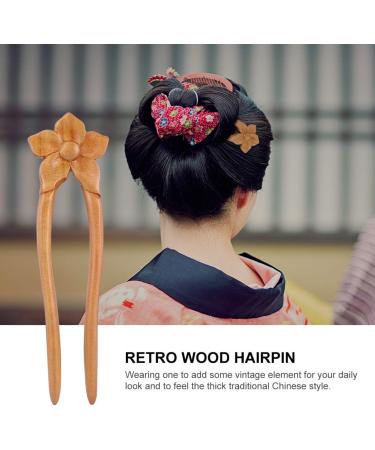 LALAFINA Wooden Hairpin Wedding Hair Clip Hair Styling Clip Decor Flower Hair Chopstick Women Wooden Hair Chopsticks Chinese Wood Hair Pin Flower Headpiece Vintage Hair Claw Bride - Buy Online on GoSupps.com