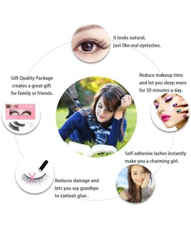 Self Adhesive Fake Eyelashes Natural Look 3D False Eyelashes No Glue Easy False Lashes Thick Eyelashes With Glue Set Resuable Lashes Extension - Buy Online on GoSupps.com