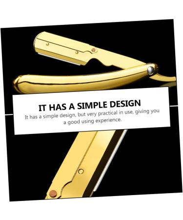 Beavorty Stainless Steel Engraved Folding Razor Holder - Rustproof Manual Barber Razor with Golden Rim Blades (14.5x2.5cm) - International Shipping Available - Buy Online on GoSupps.com