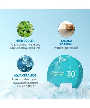SCINIC All Round Airy Sun Cushion EX SPF50+PA++++ 0.88oz (25g) | Cooling UV Protection & Natural Tone-up | Korean Skincare for All Family - Buy Online on GoSupps.com