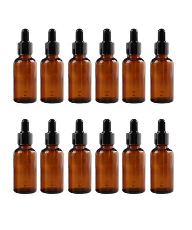 MOILLUXE (0.5 oz 12 Pack) Empty Refillable Amber Glass Bottles with Eye Droppers for Essential Oils Colognes & Perfumes Travel Makeup Cosmetic Samples Container Bottle
