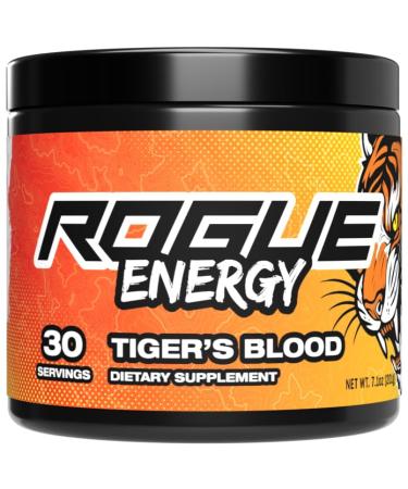 Rogue Energy Drink Powder for Long Gaming Hours - Energy Powder for Mental Focus - Sugar and Gluten Free - Gaming Supplement with Caffeine and Vitamins - Made in USA (Tiger s Blood Tub - 30 Servings)