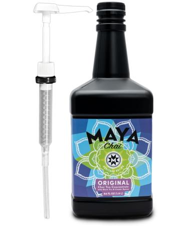 Maya Chai Tea Concentrate Heritage Recipe Original 64 Ounce with White Pump